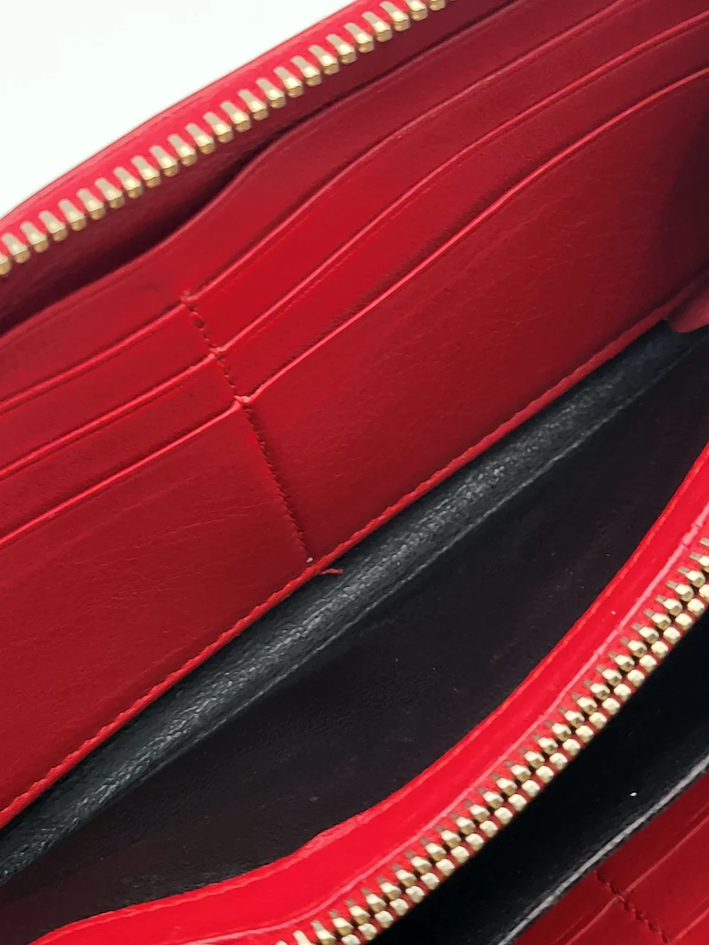 YVES SAINT LAURENT Ysl Line Calfskin Leather Cerise Long Wallet.Authentic w/COA.